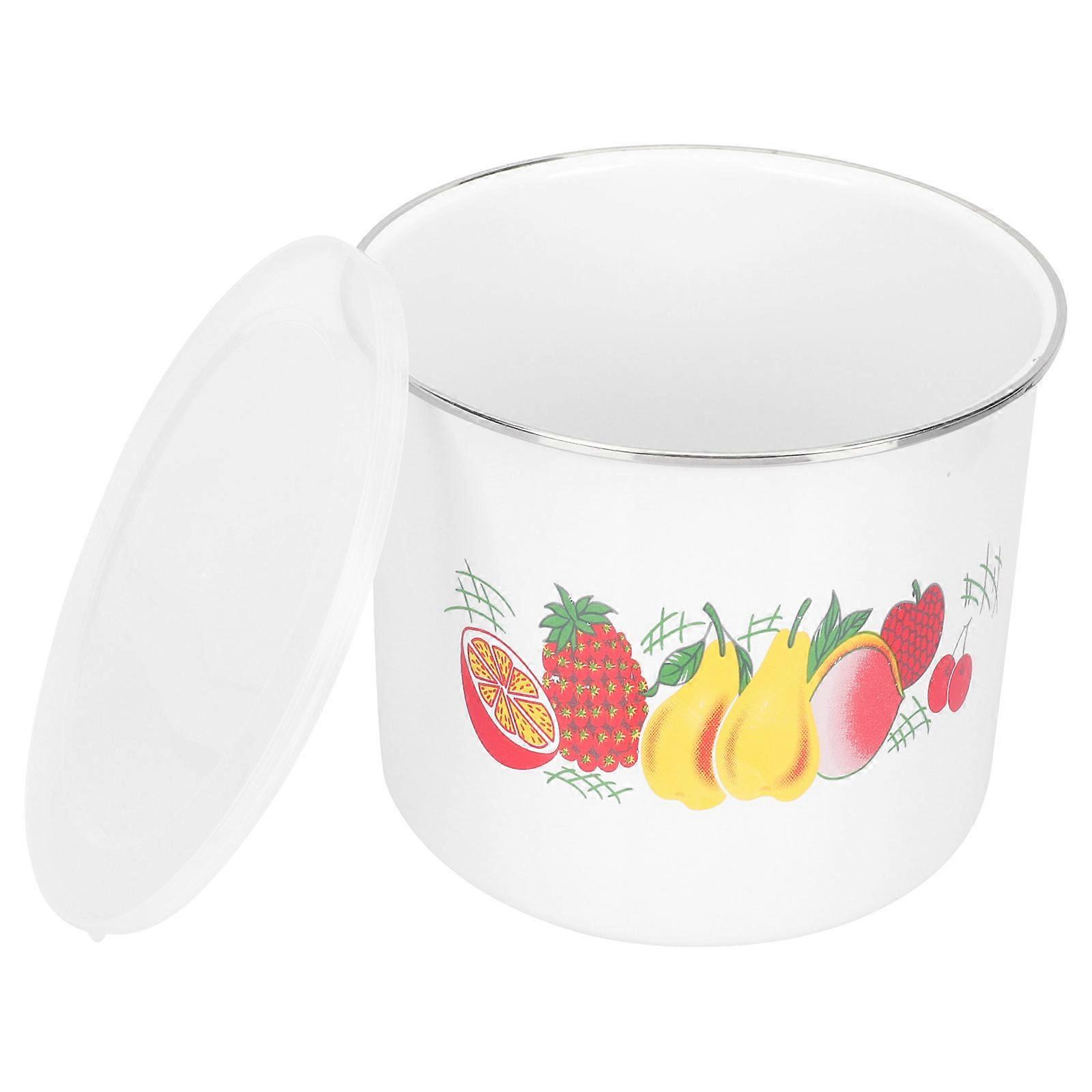 Enamel Cup Large Capacity Retro Style Drink Container Yellow 20x15cm 1Pack