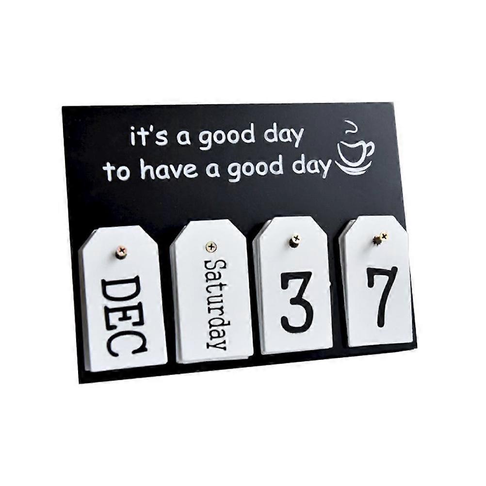 Wood Creative Desk Calendar Designed For Home And Office Use Black Color With Page Turning Feature 1Pcs