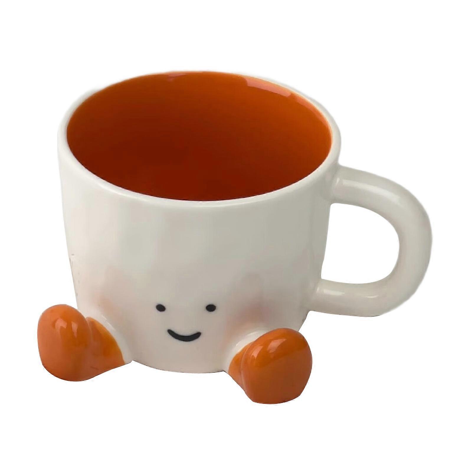 Auffälliger Fußabdruck Keramiktasse Trinkbecher für morgendliche Kaffee- oder Teepausen im Büro oder zu Hause orange Farbe