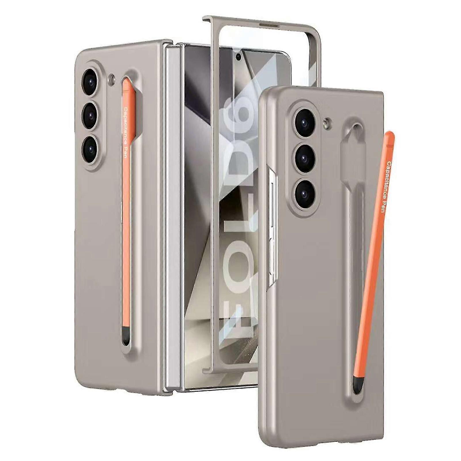 Case for Samsung Galaxy Z Fold 6 with S Pen & S Pen Holder and Built-in Screen Protector, Shockproof Anti Fingerprint Protective Fold 6 Slim Cover