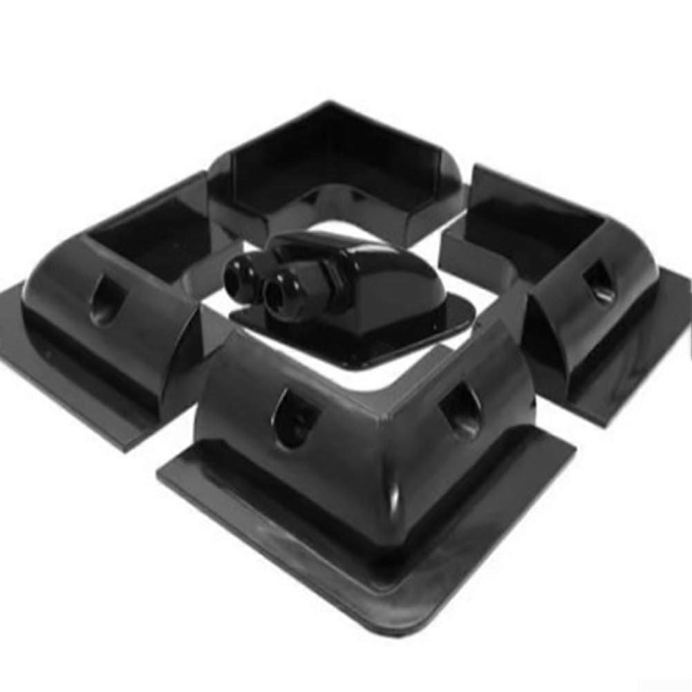 Solar panel mounting kit made of ABS material, with drill setup and secure hold for motorhomes, campers, and boat decks (black).