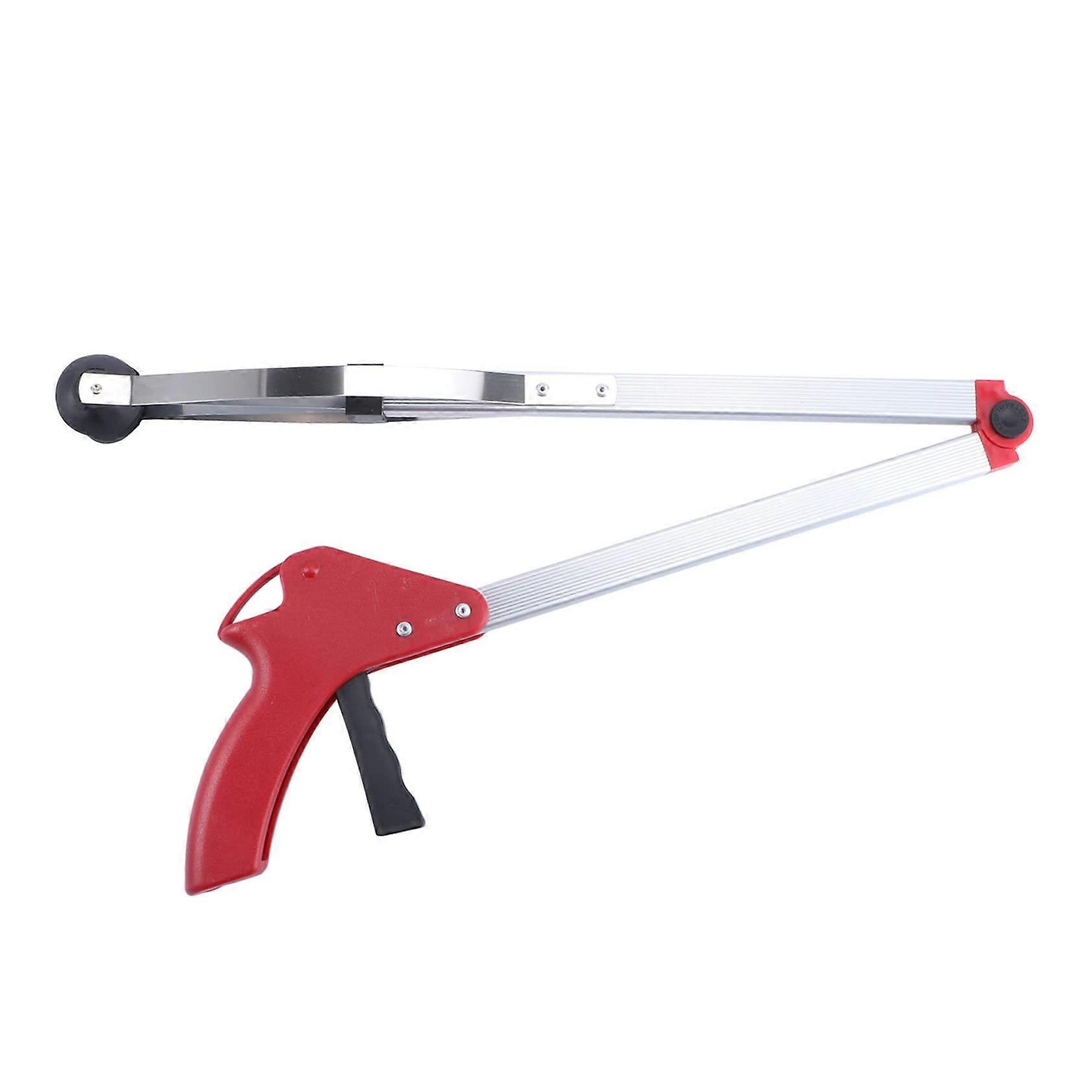 Aluminum Alloy Waste Clip, Foldable Garden Trash Picker for Outdoor Leaf and Debris Collection, Red