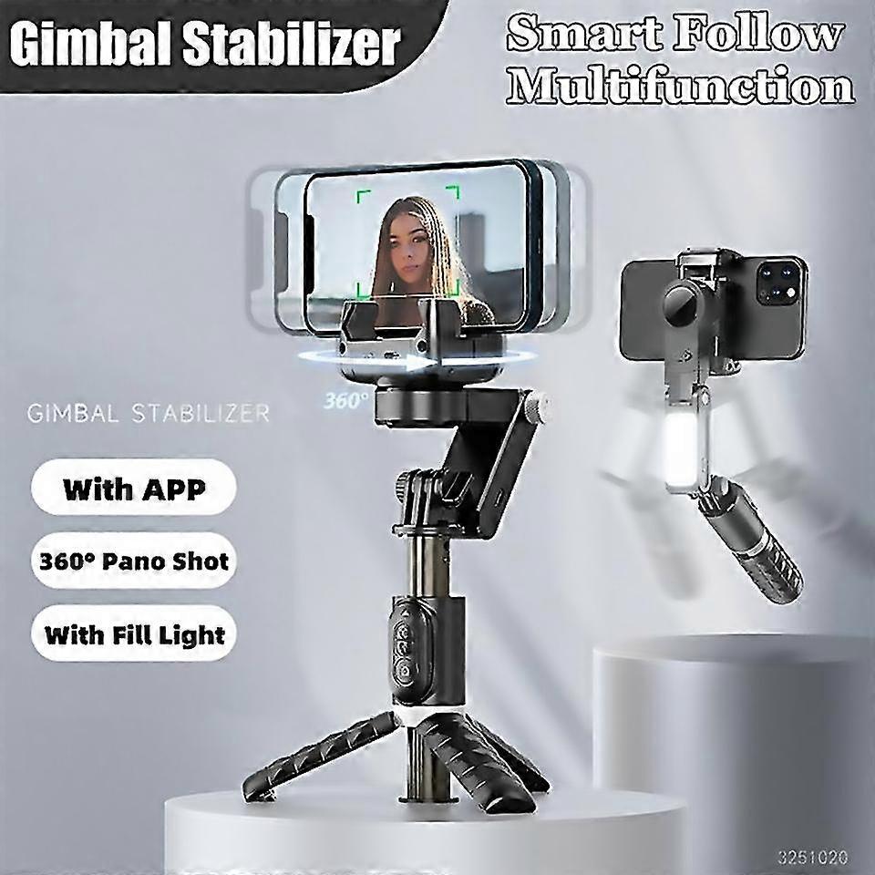 For phone wireless gimbal stabilizer selfie stick 360 degree with light