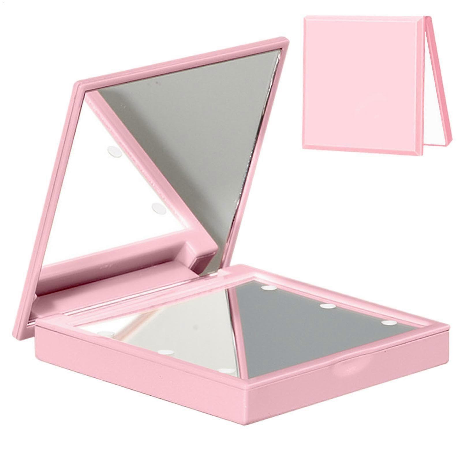 Travel Makeup Mirrors - 3 Inch Portable Vanity Lamp with 6 LEDs, Small Illuminated Compact Mirrors for Outdoor Use