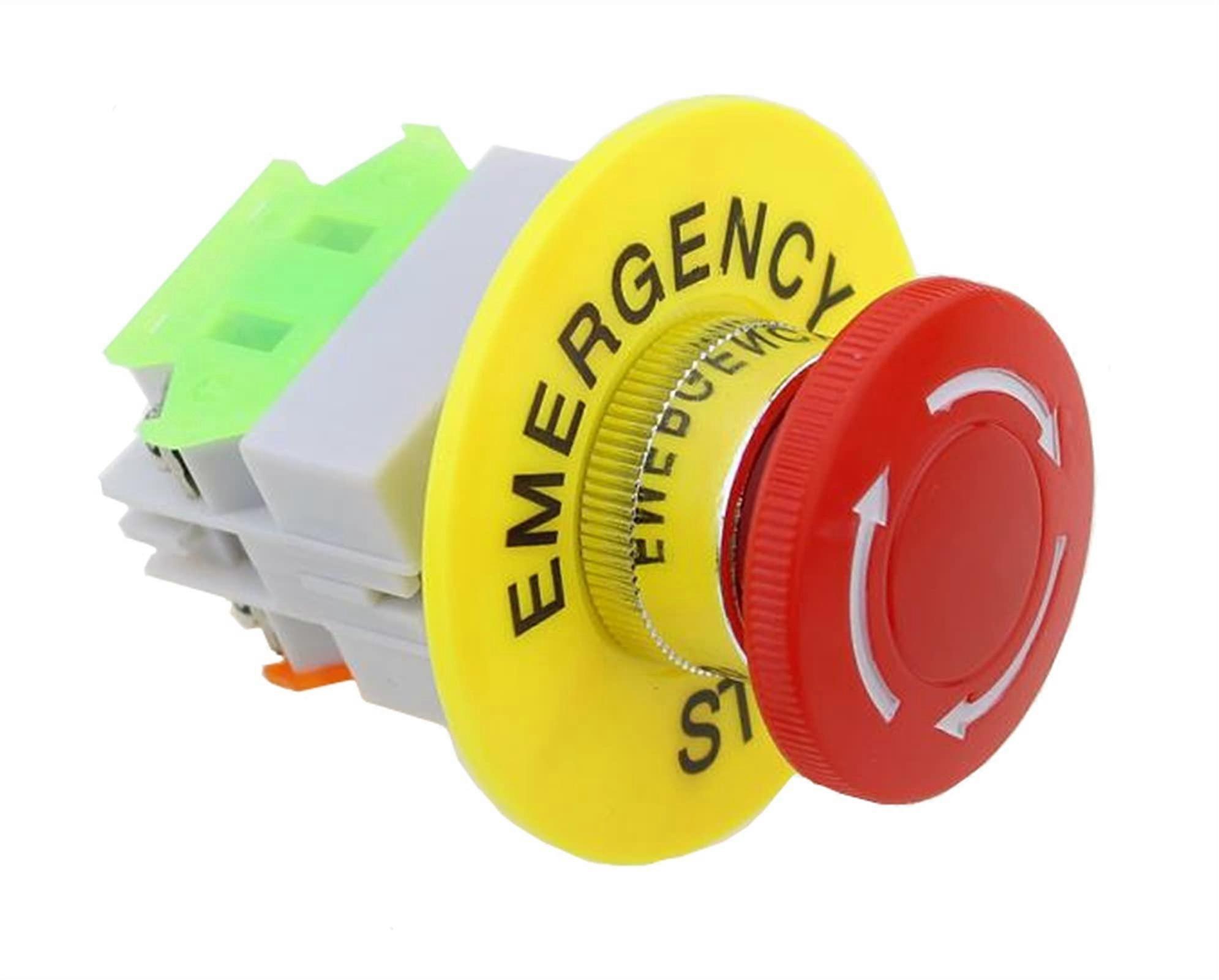 Red Mushroom Cap Emergency Stop Push Button Switch DPST AC 660V 10A 1NO 1NC Industrial Control Device