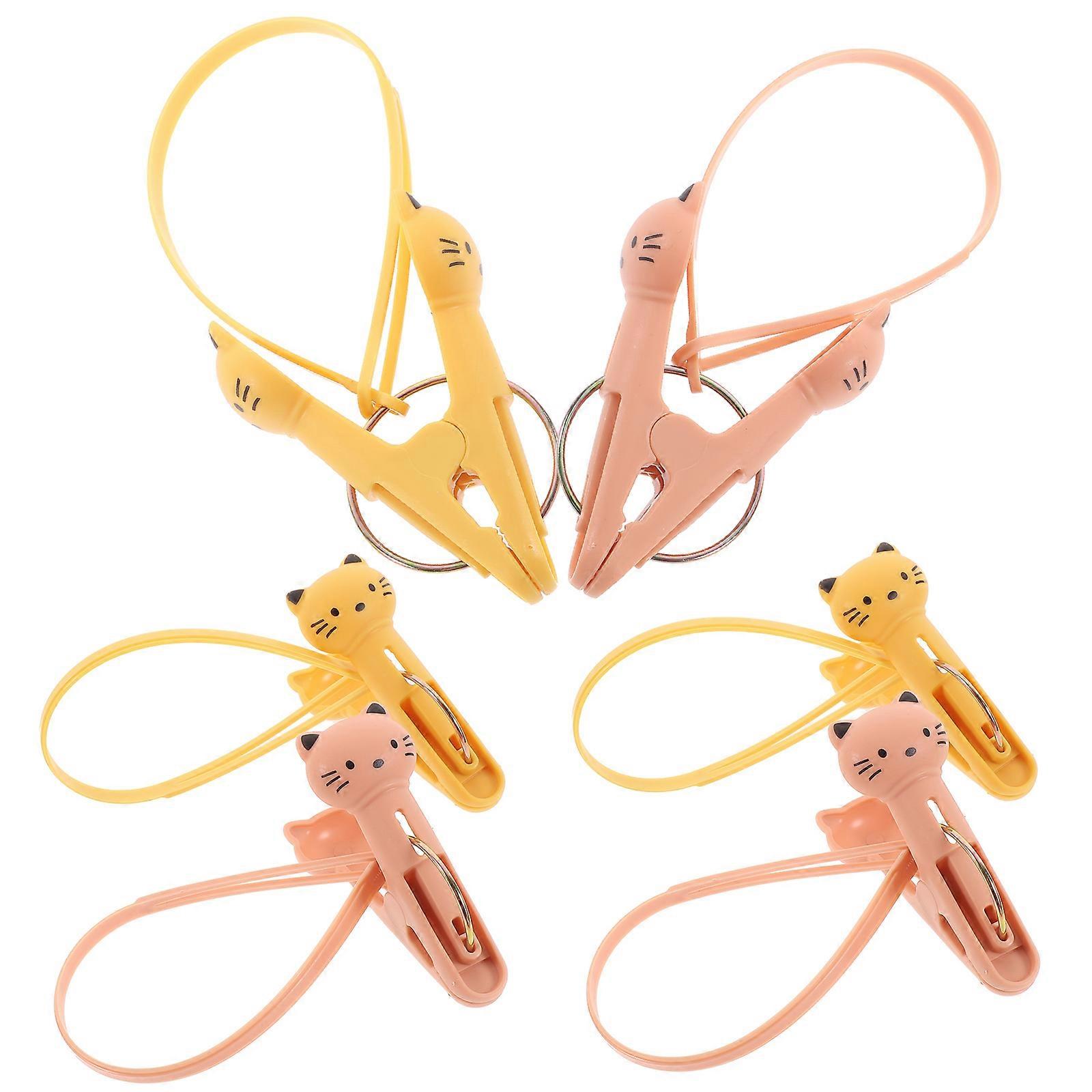 6pcs Windproof Plastic Clothes Clips with Hanging Rope – Strong Grip Laundry Pegs for Drying Clothes, Scarves, Beach Towels, and Food Bags – Indoor &