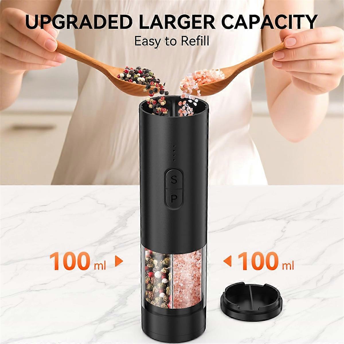 2in1 Electric Salt and Pepper Grinder Set, USB Rechargeable