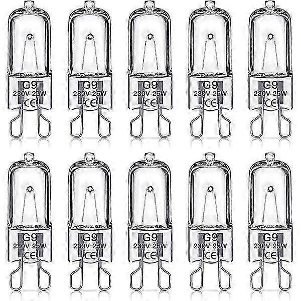 G9 halogenlampor, 220V, 10-pack-25W-