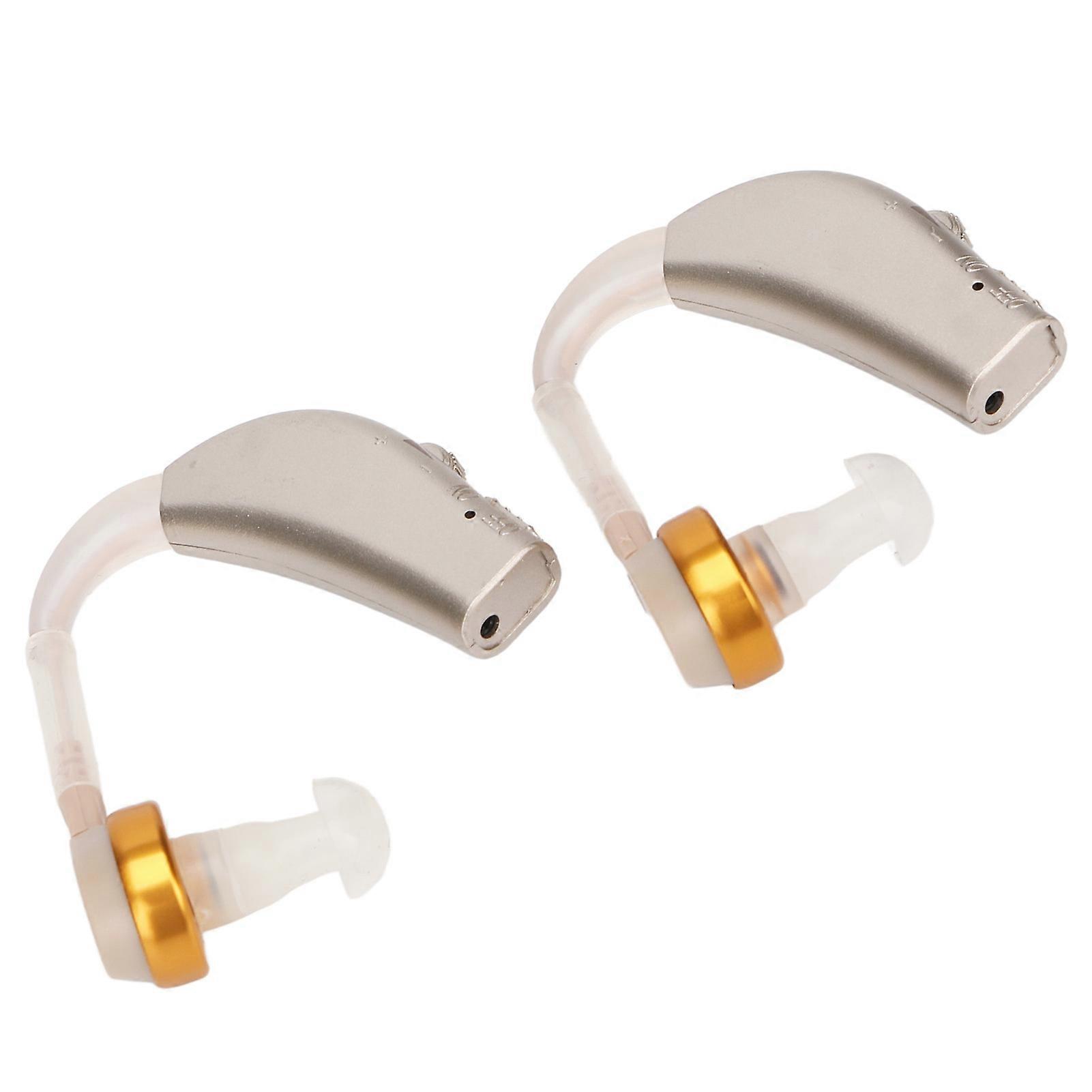 Rechargeable Sound Amplifier Pair 35mAh Silver Low Noise Compact