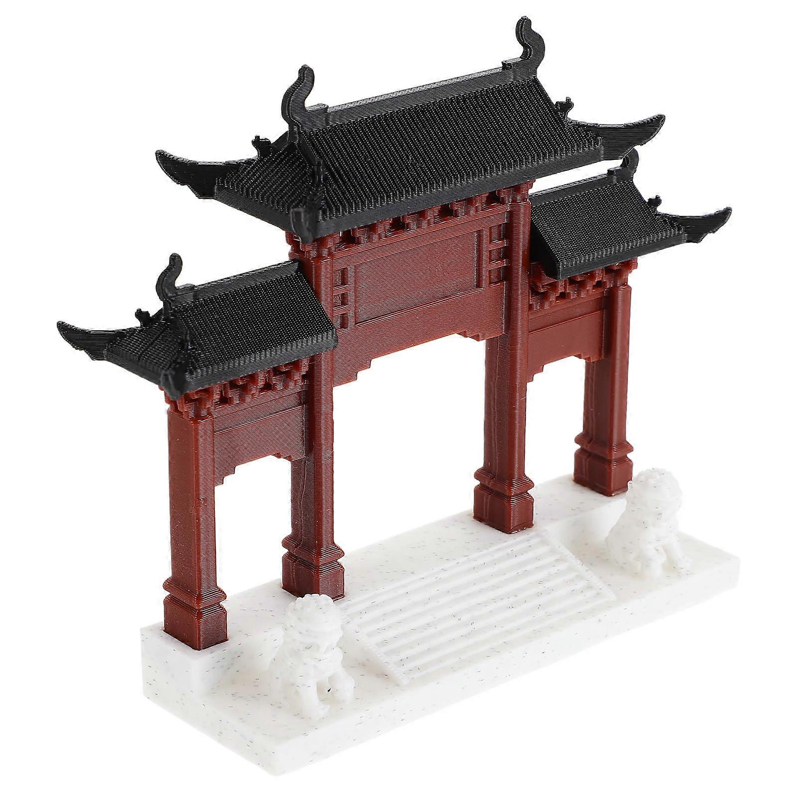 Miniature Chinese Gate Model for Aquarium Decor 2pcs DIY Micro Landscape Decoration