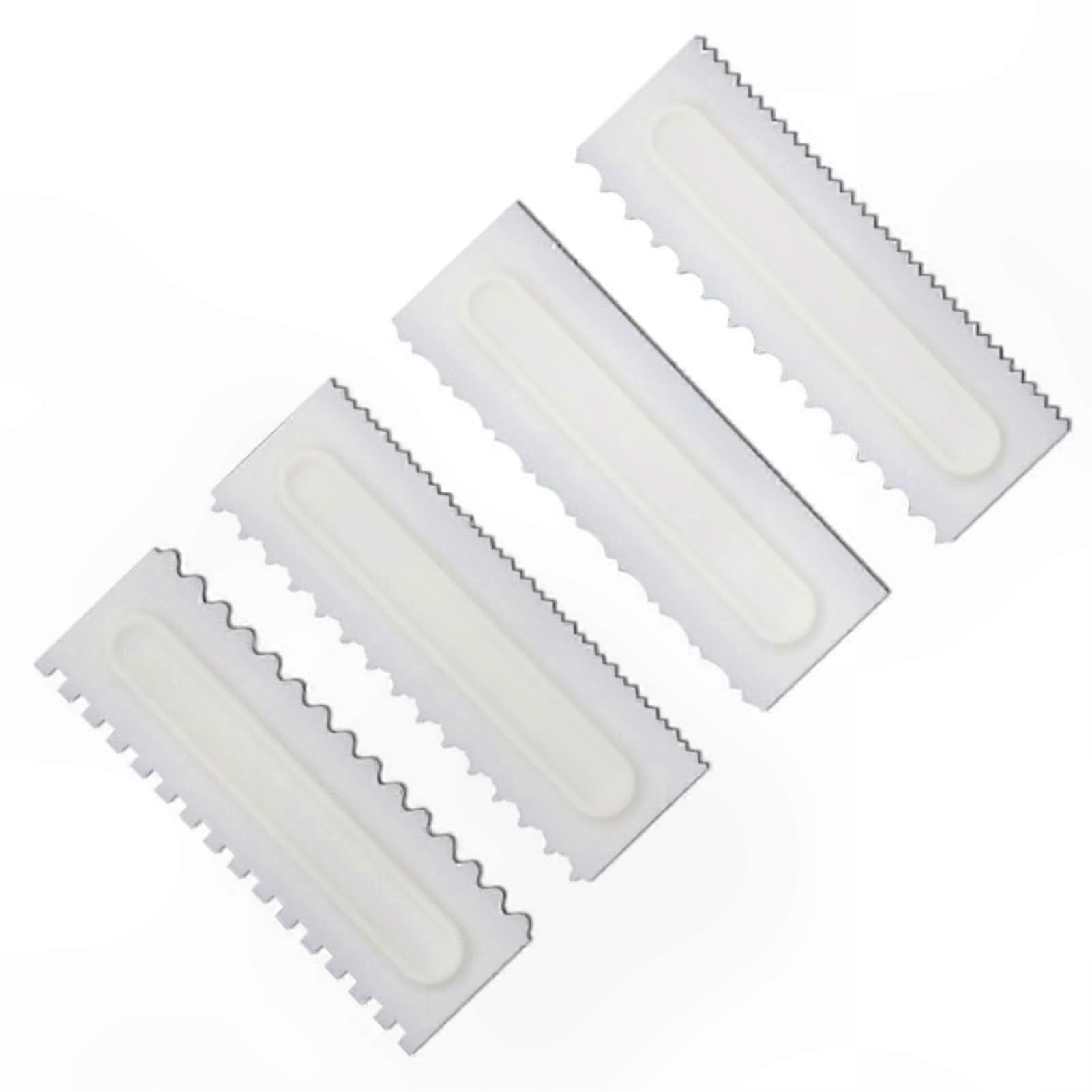 مجموعة مشط تزيين الكيك المكونة من 4 قطع - كاشطات سيليكون صديقة للبيئة لتشطيبات ناعمة