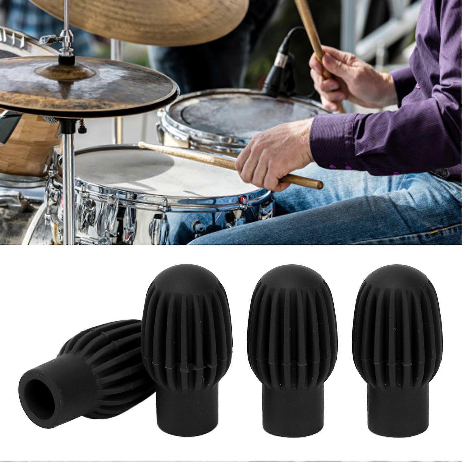 4Pcs Black Silicone Drumstick Tips Silent Practice Dampeners