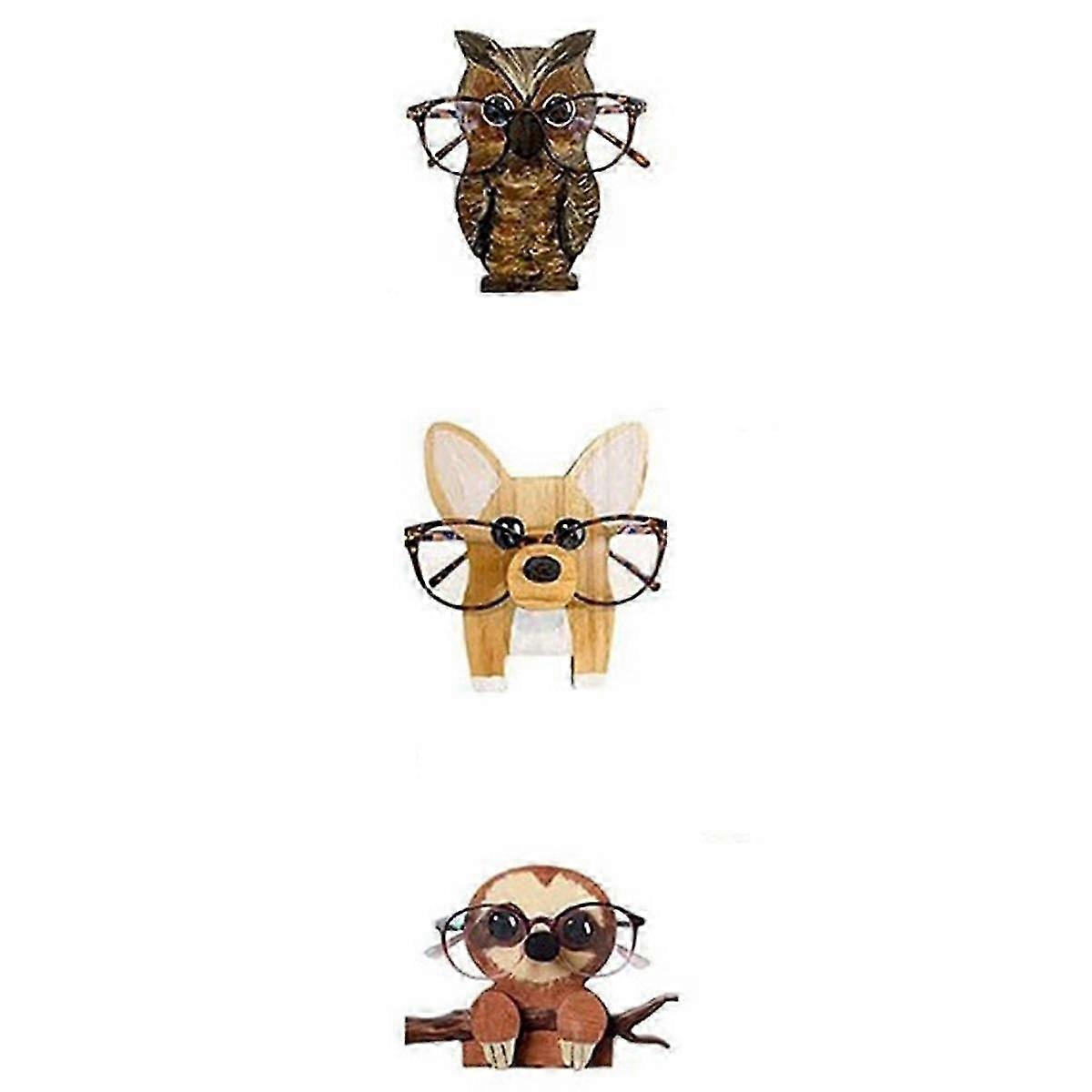 Wooden Animal Glasses Holders: Storage Ornaments & Display Stand for Office Desktop
