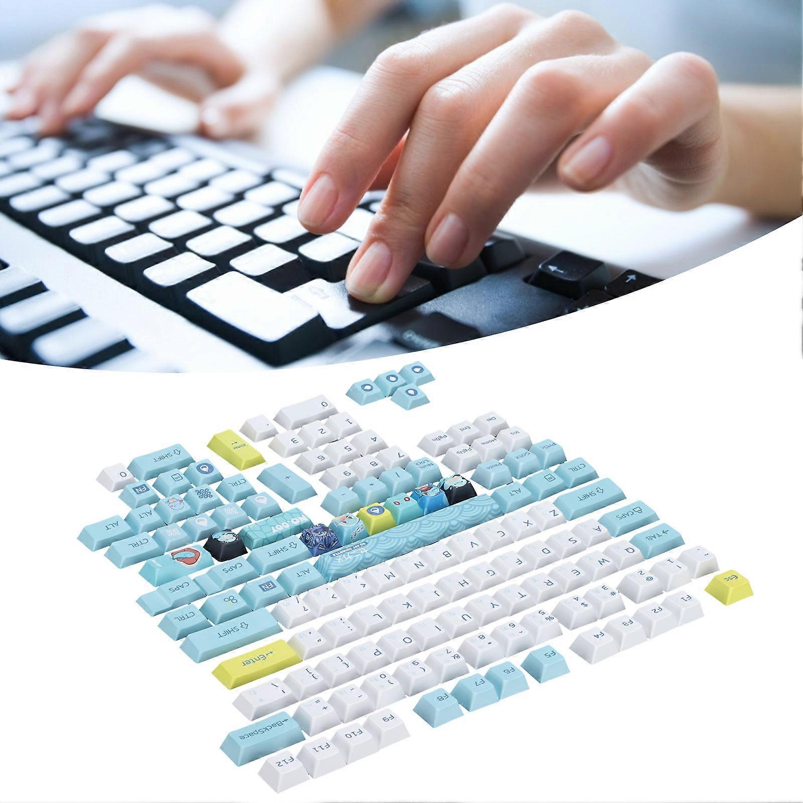 PBT 131-Key Cartoon Turtle Mechanical Keyboard Keycaps Set