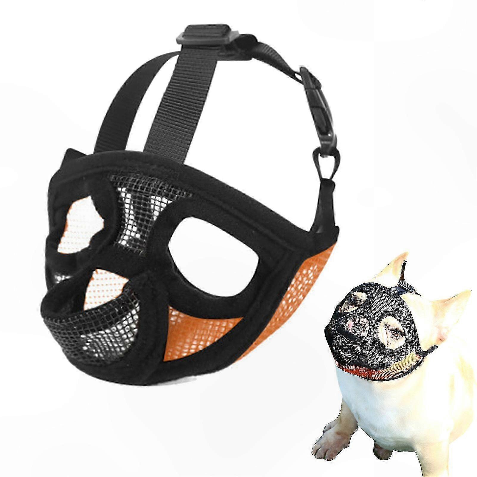 Adjustable Mesh Muzzle for Short Snout Dogs Training Biting Barking Prevention