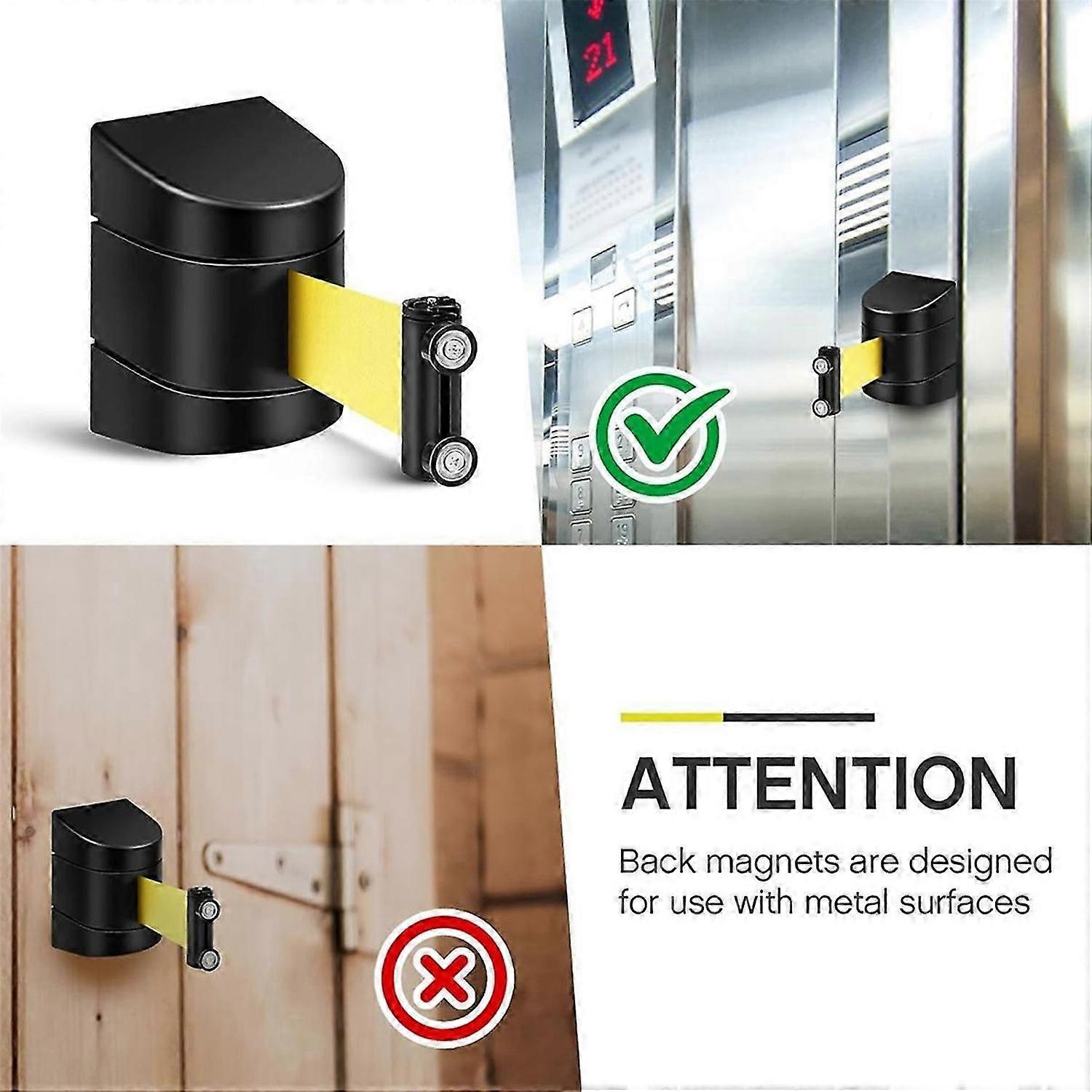 16.4Ft Magnetic Retractable Wall Barrier,Wall Mount Crowd Control 2PC