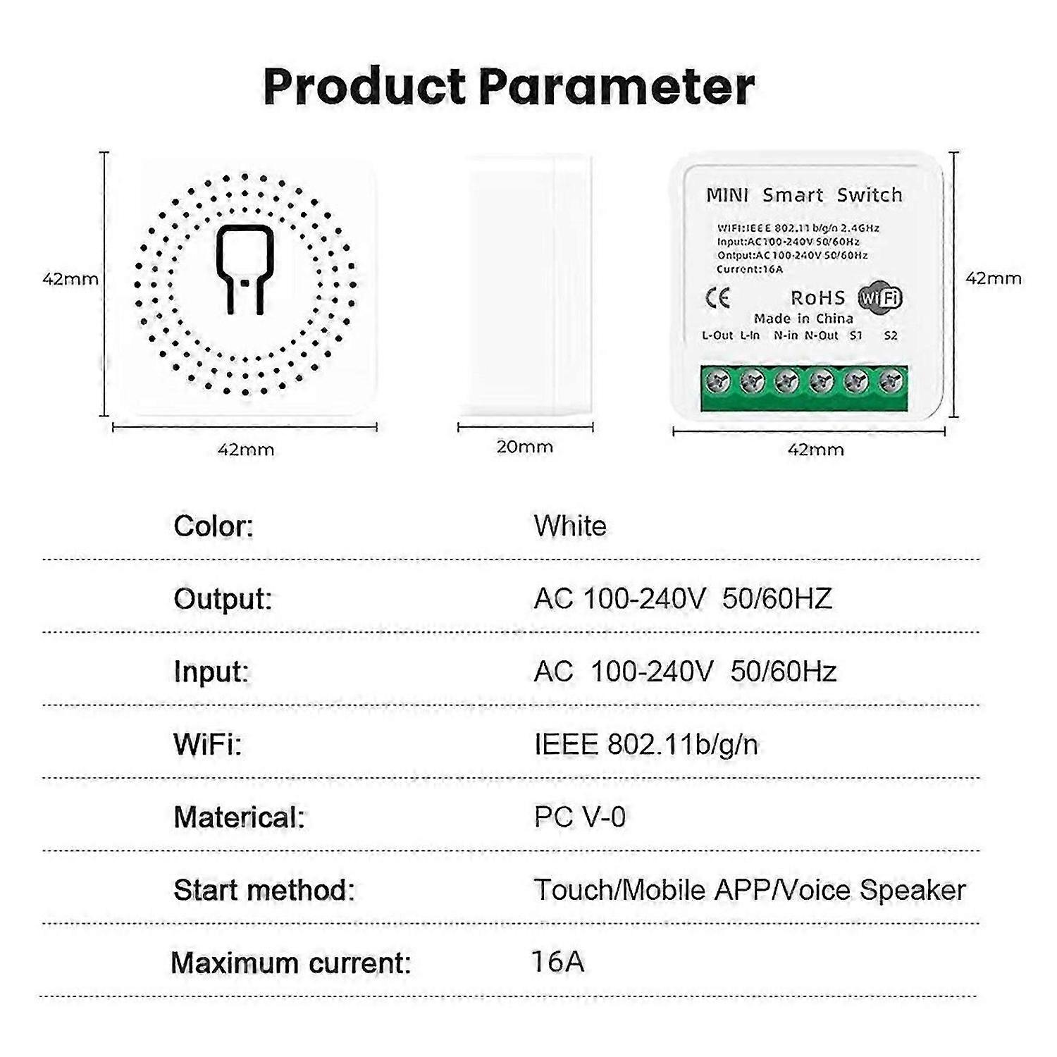 WiFi Circuit Breaker Tuya Smart Home Phone Voice Control Wireless Remote Switch for Alexa/ Assistant/Smart Life