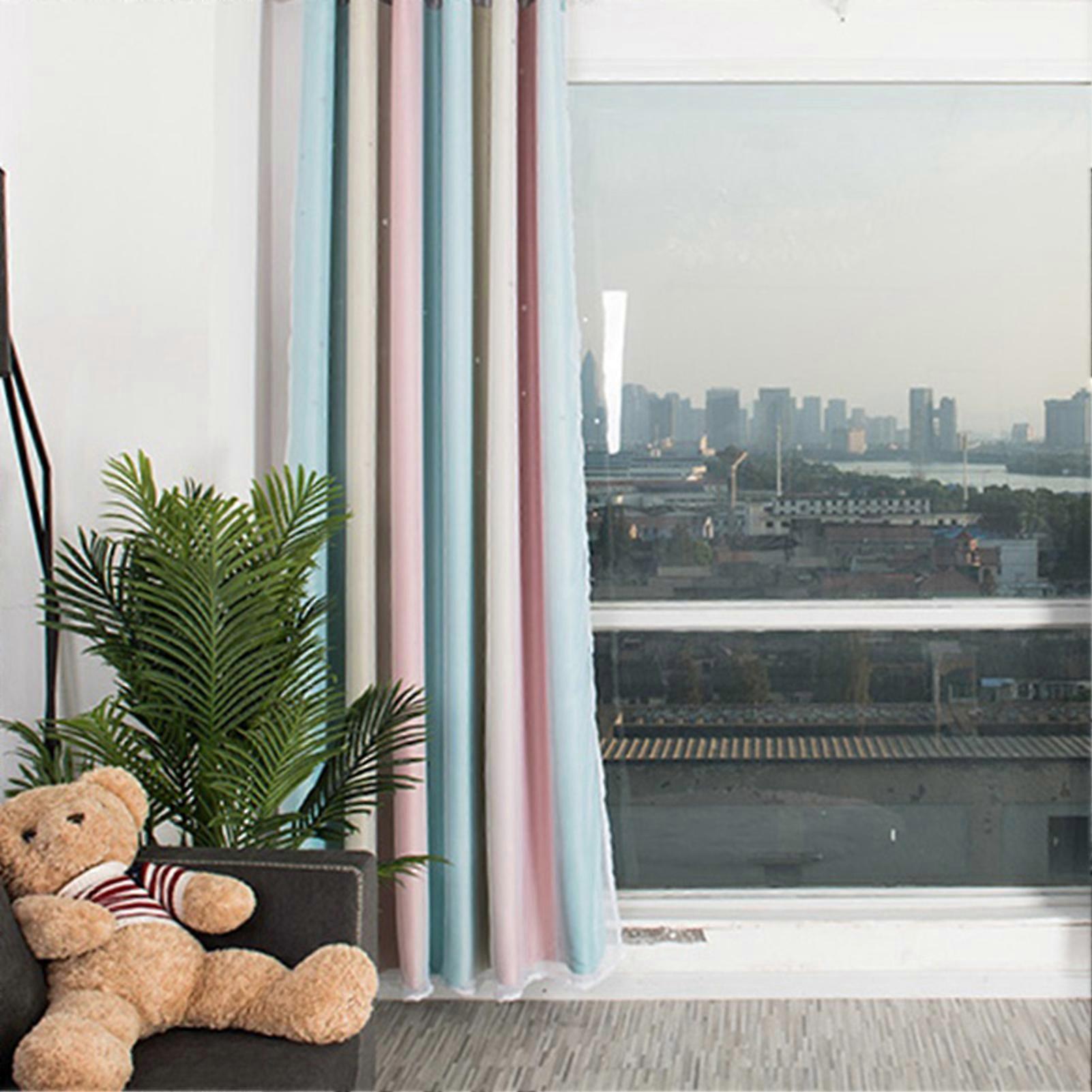 Double Layer Hollow Polyester Window Curtain 1x2m Light Blue