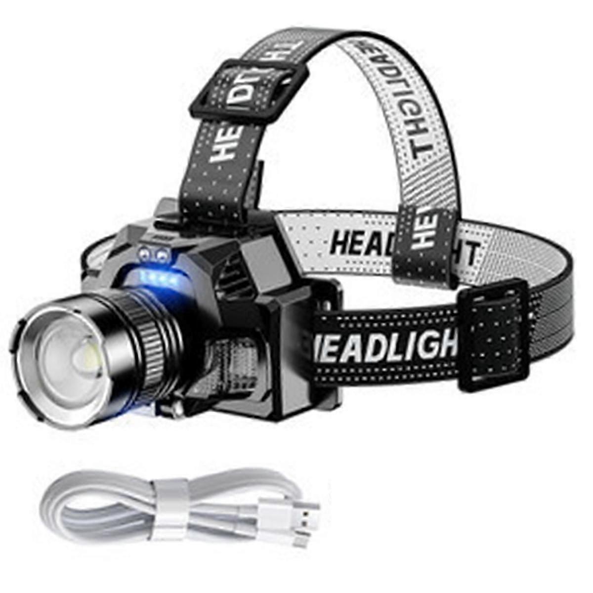 LED Headlamp Multi Modes with Motion Sensor Waterproof Headlight USB Rechargeable Zoomable HeadLamp