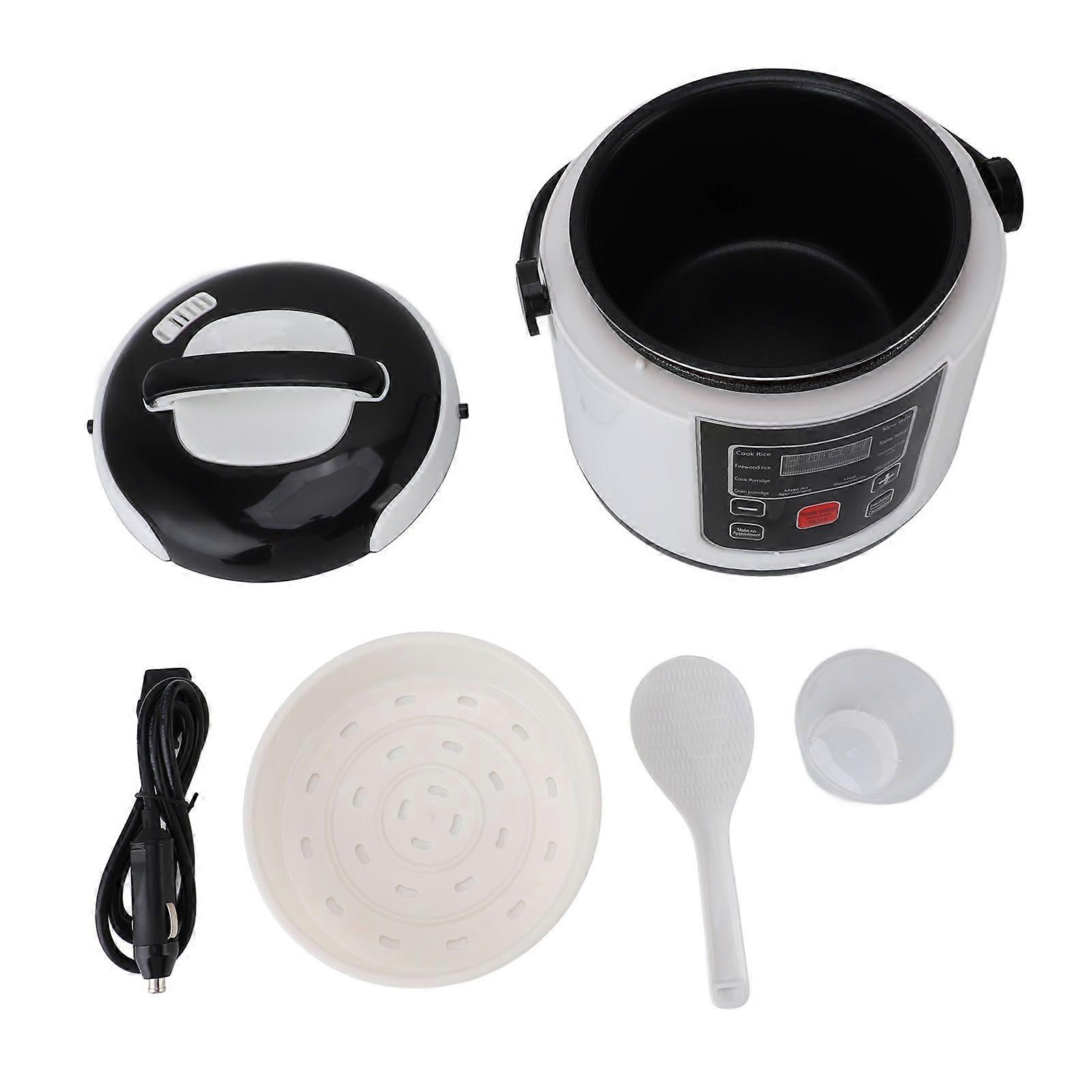 Car Rice Cooker 2L Portable Stick Proof Multifunctional Mini Rice Cooker with Inner Pot Steam Basket for Travel 12V