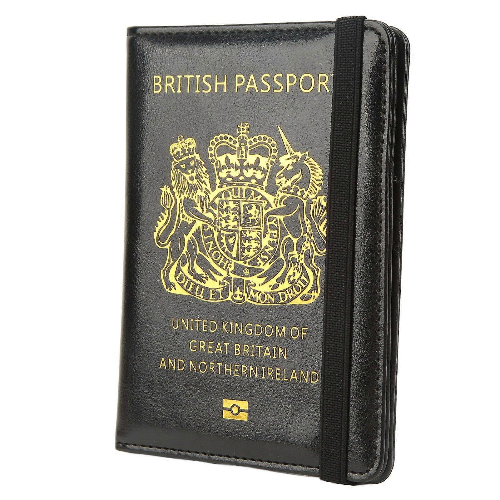 Britain Passport Cover with Elastic Belt Multicard Anti Theft Antimagnetic Waterproof Traveling Passport Case for ID Card