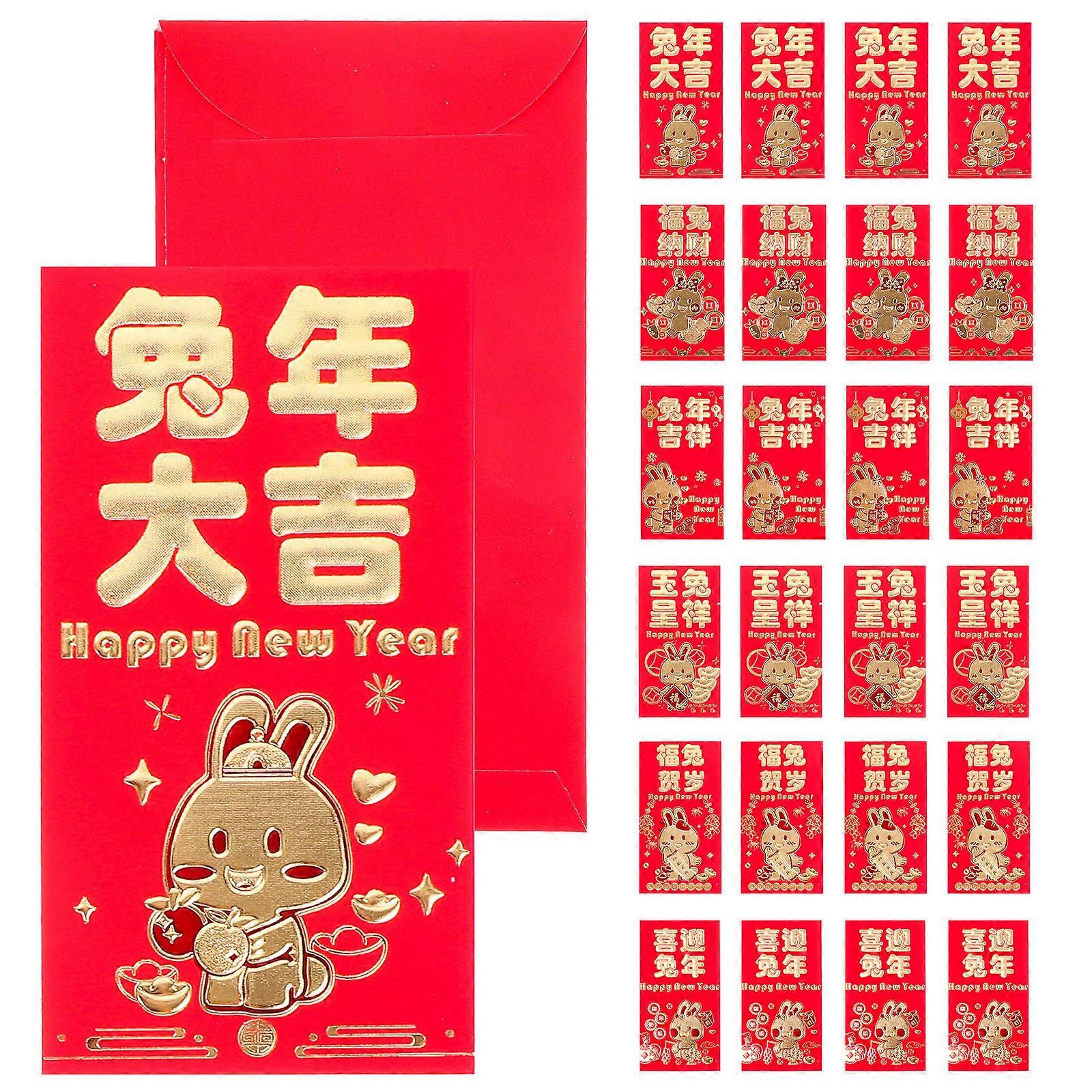Rabbit Year Paper Red Packet Red Money Bags for Storage 36Pcs
