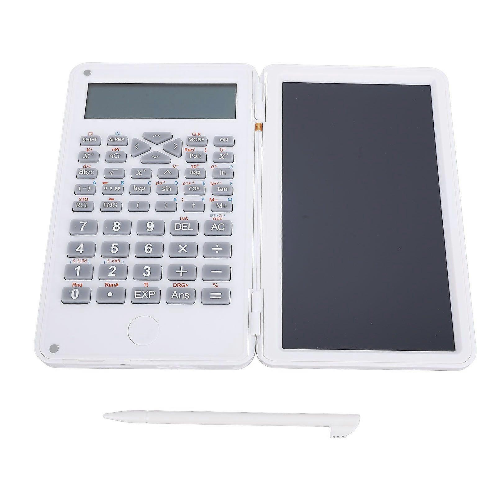 Desktop Scientific Calculator 2 Line Display with 6 Inch LCD Writing Tablet Foldable Calculator for Home School Office Business White