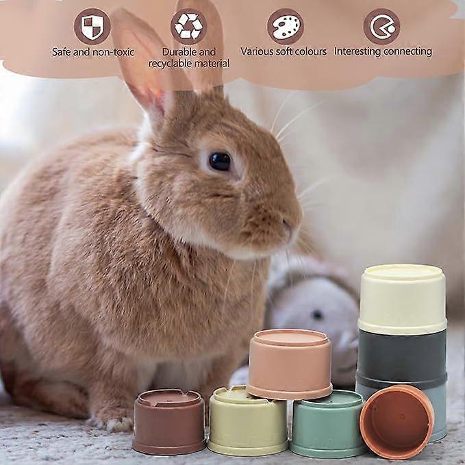 8 Stacking Cups, Stackable Rabbit Mugs, Pet Toys, Rabbit Toys for Hiding Food and Play Time, Funny Stackable Cups for Small Rabbits