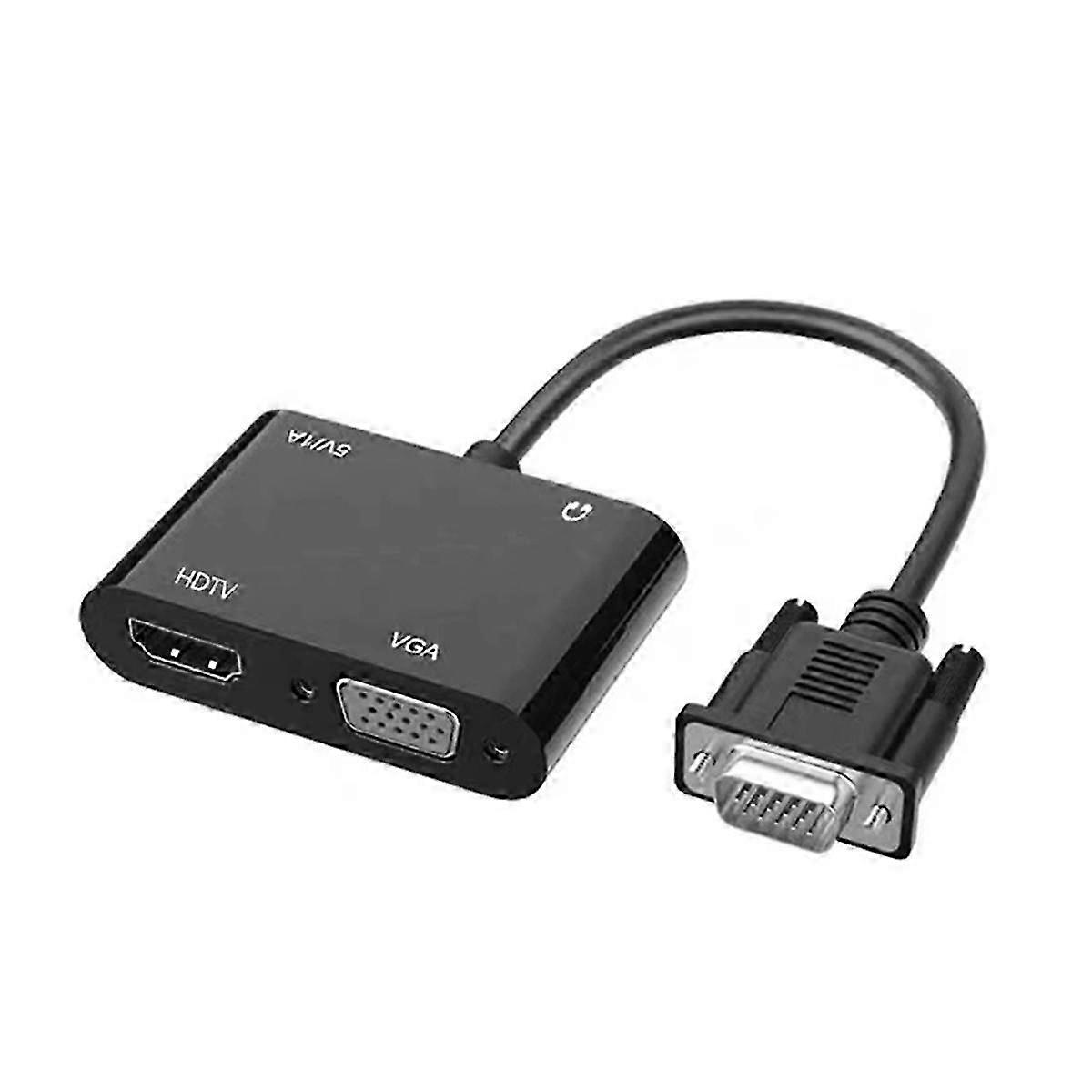 VGA to HDTV + VGA Converter Computer Connect Monitor Tv Dual Screen with Display Adapter Cable with