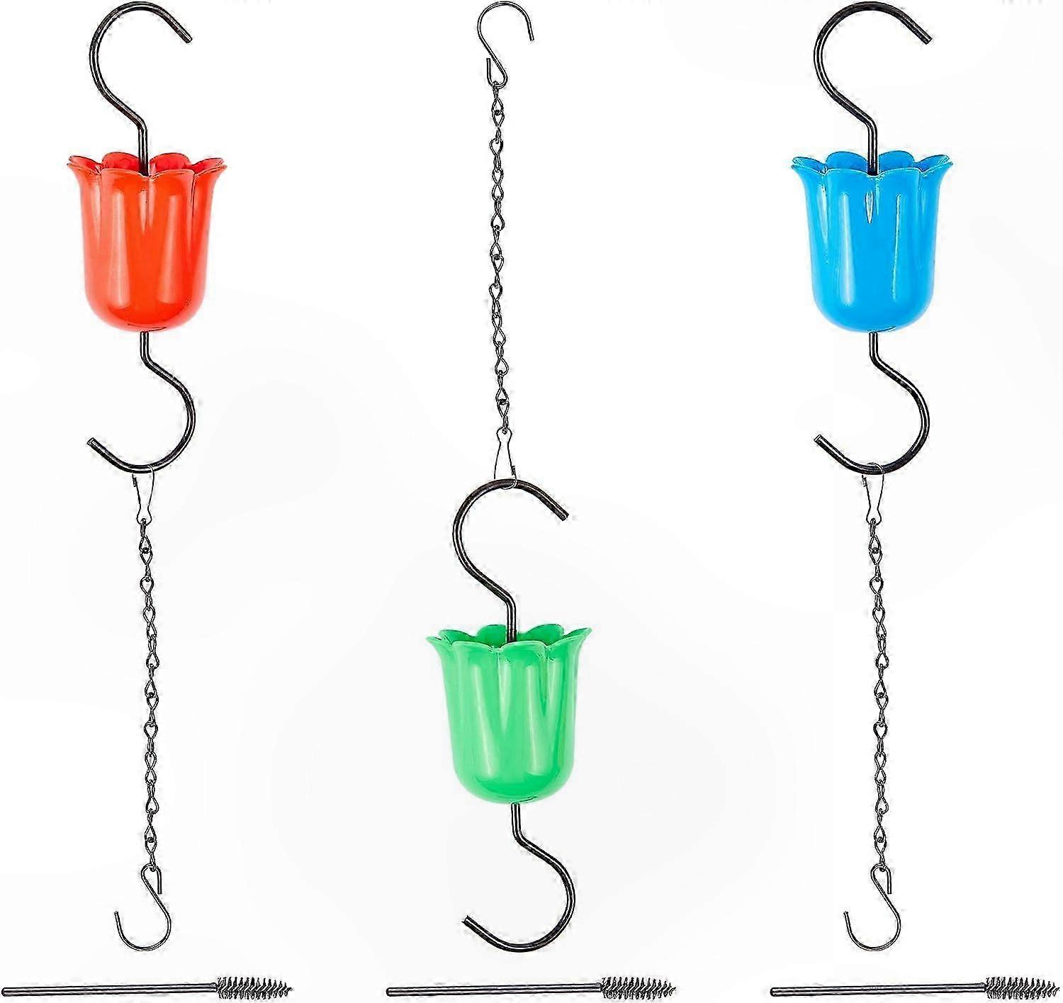 3-Pack Hummingbird Feeder Accessories with Ant Moat, Flower Hooks, Hanging Chains, and Cleaning Brushes