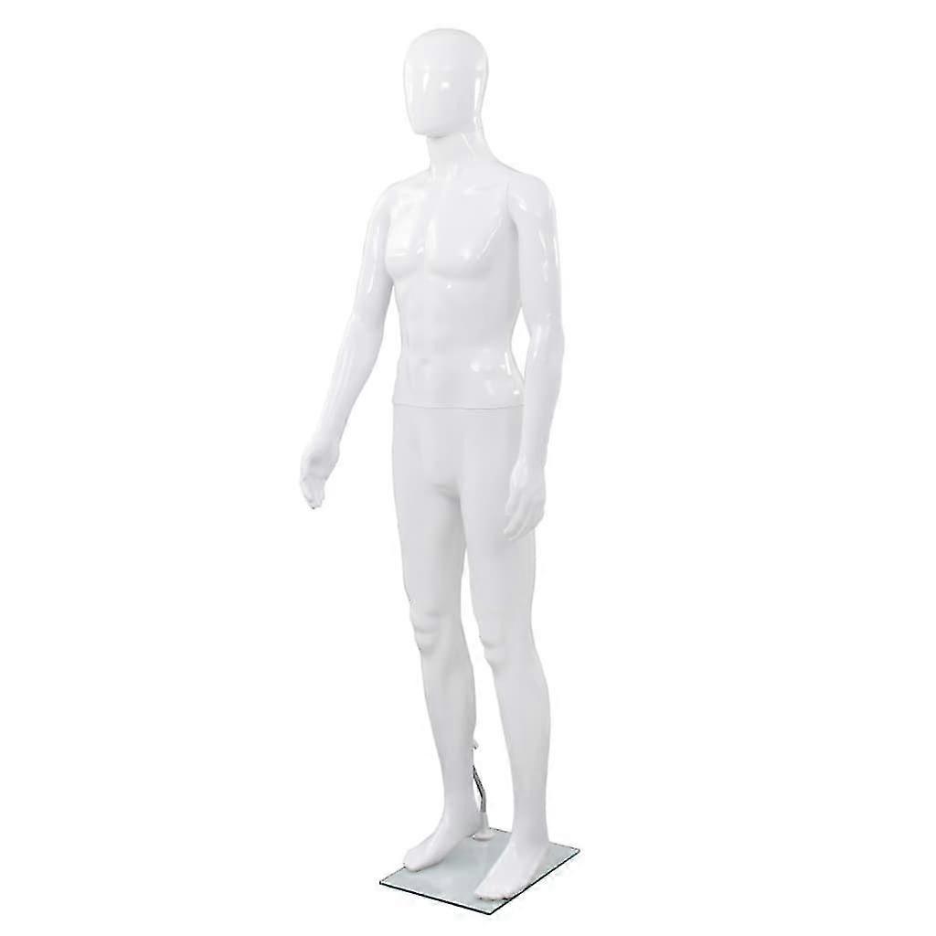 Ganzkörper-Schaufensterpuppe mit Glasfuß glänzend weiß 185 cm