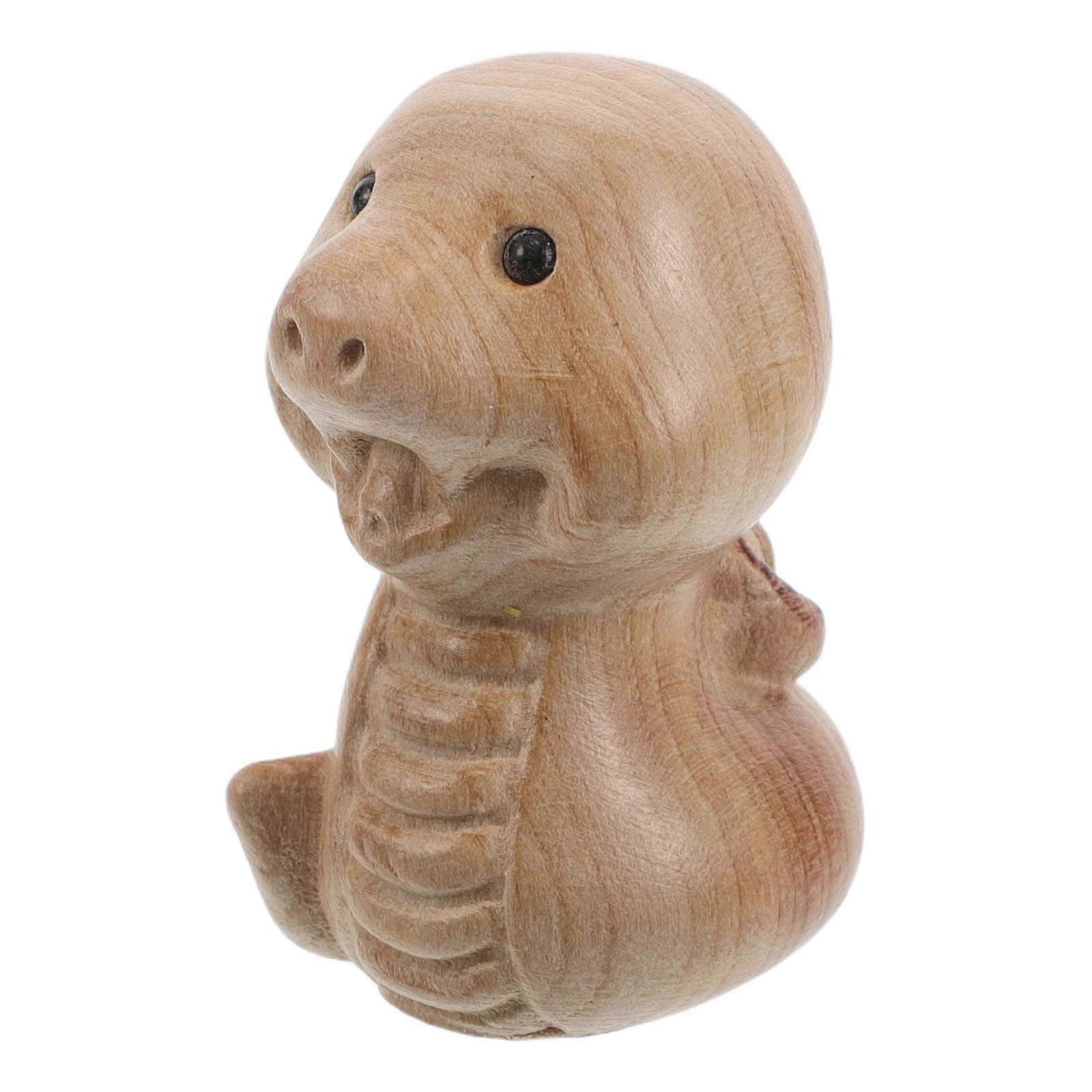 Hand-Carved Wood Snake Figurine for Feng Shui 3Pcs Home Ornament