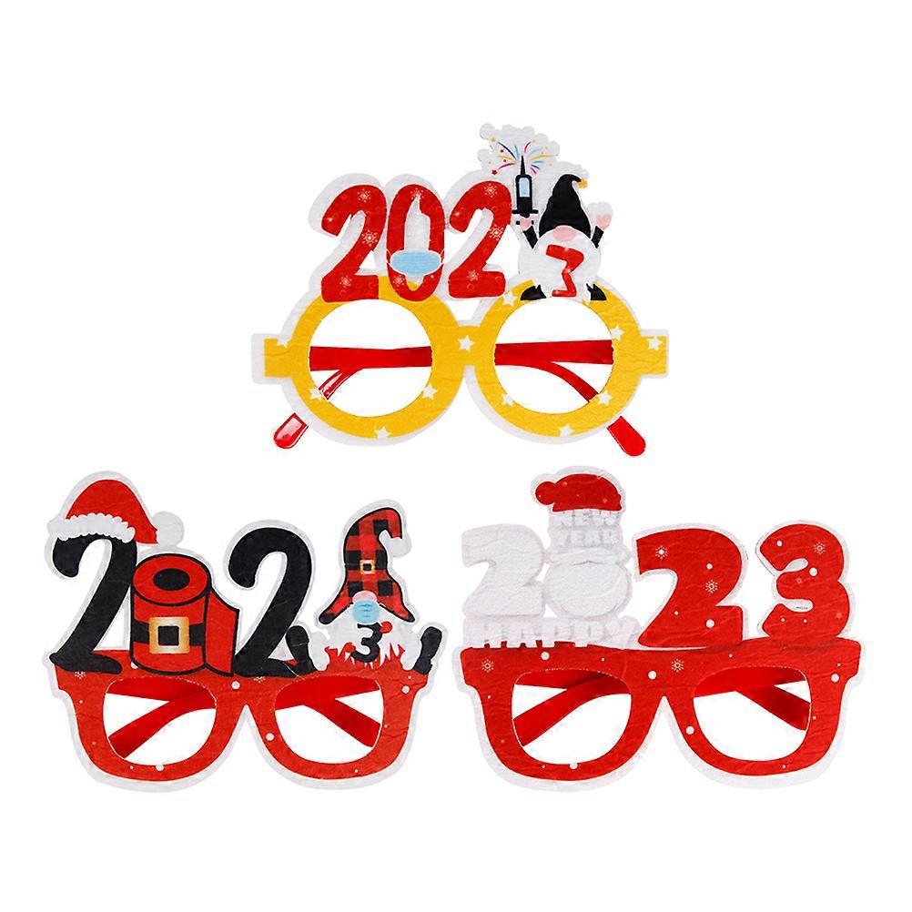 Assorted Color New Years Party Eyeglasses for Decor 3Pcs 2023 Celebration