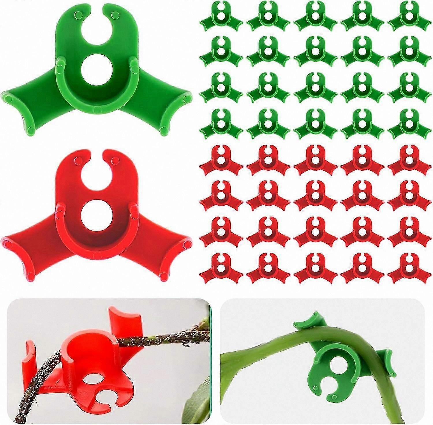 40-Pack Adjustable Plant Clips for Gentle Stem Support, 90-Degree Angle (Red & Green)