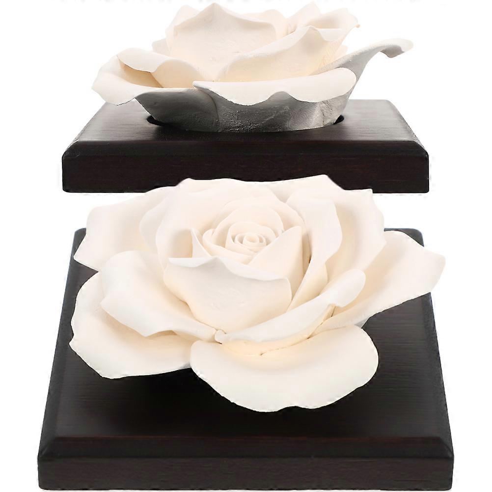Car Aroma Diffuser Ceramic Rose Shaped for Home 6Pcs Essential Oil Set