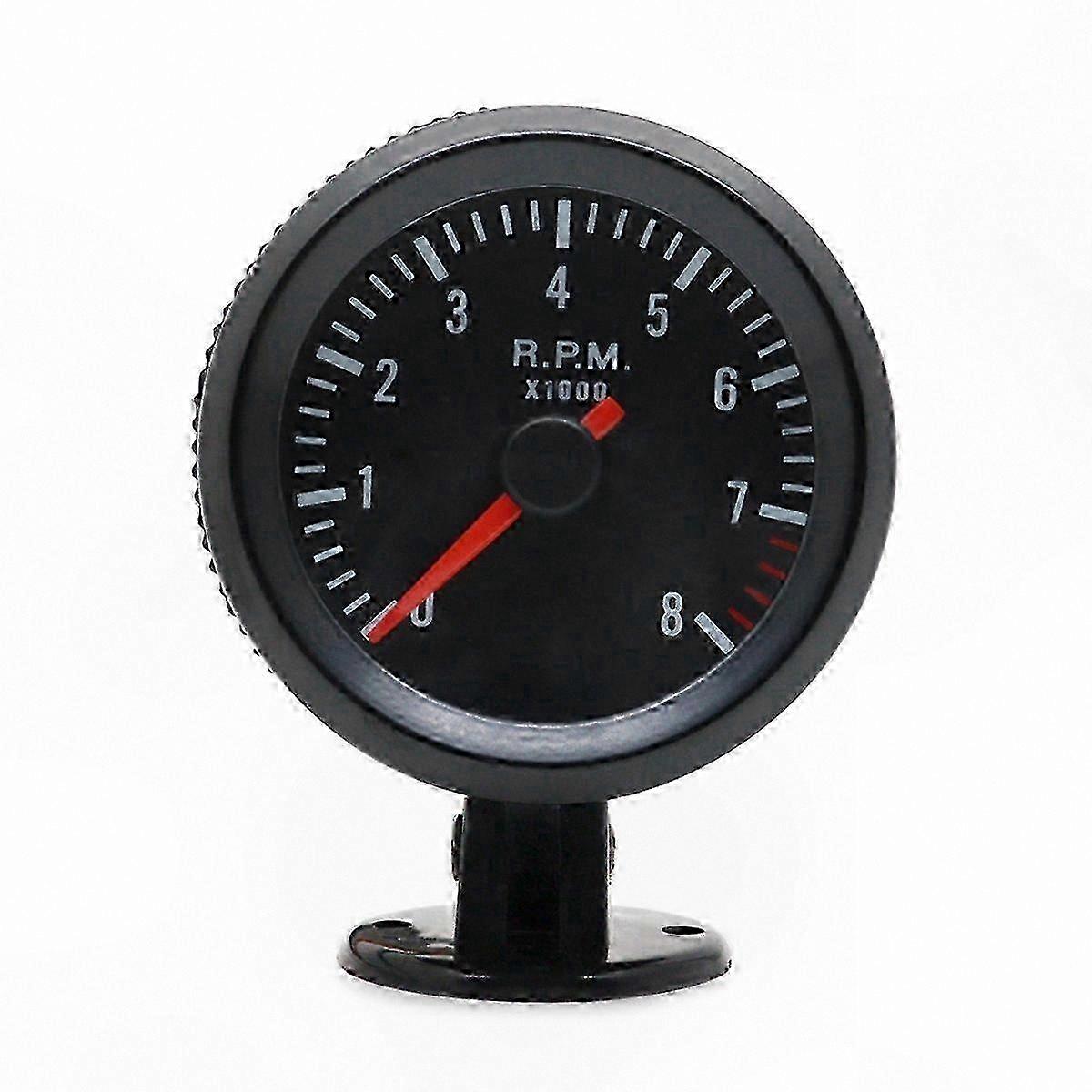 Universal 2" Tachometer Gauge, 0-8000 RPM, Compatible with 1-8 Cylinder Engines, Black Analog Display for Automotive Applications