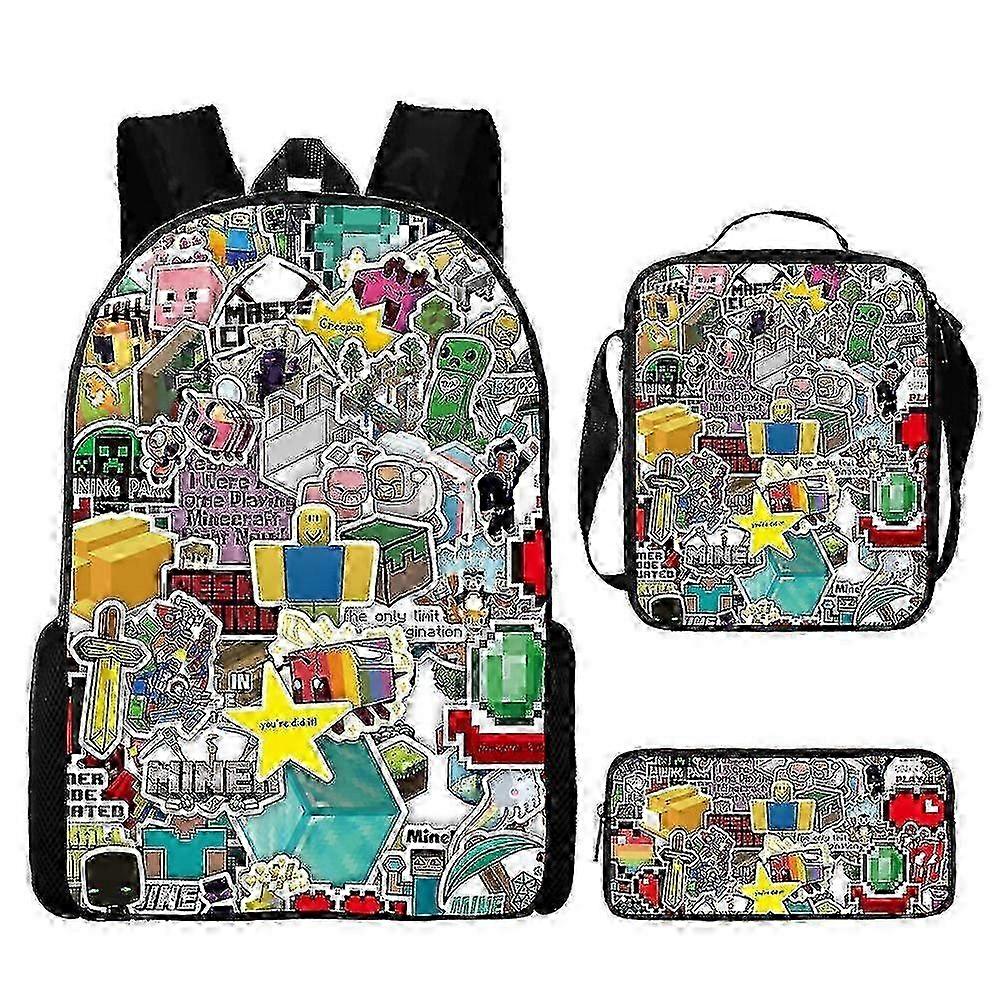 Minecraft Primary And Secondary School Schoolbags Minecraft Game Peripheral Backpack Three-piece Set high quality