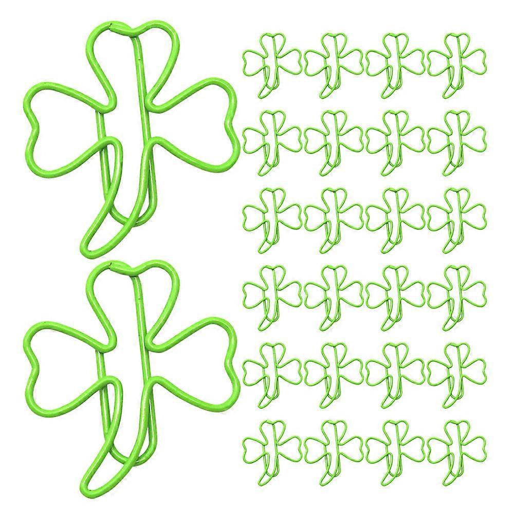 Decorative 200Pcs Shape Clover Paperclips Unique Item For Study Office Use Green Metal Design Bookmarking Functionality