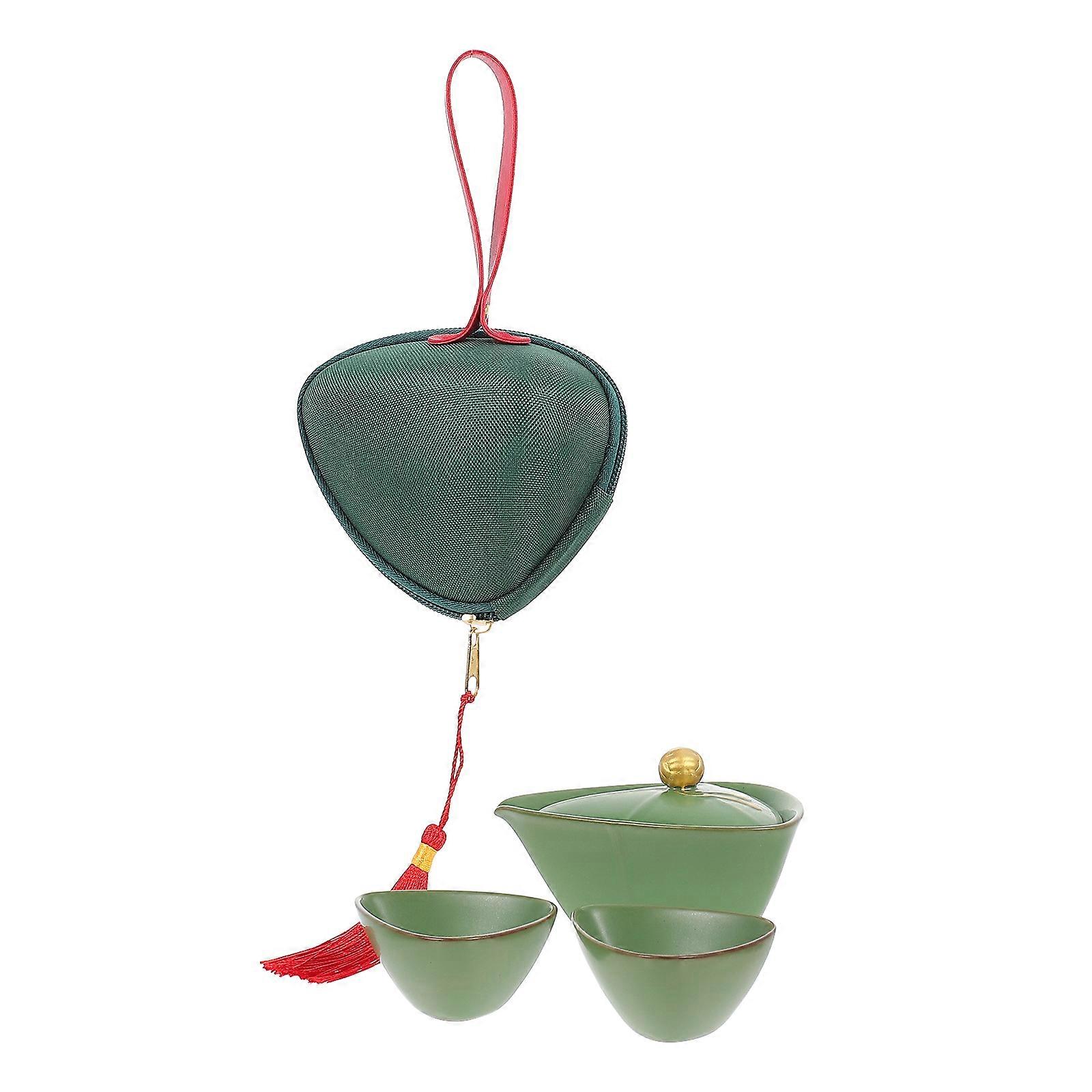 Portable Ceramic Teapot Decorative Tea Set for Daily Use 3Sets Easy Clean