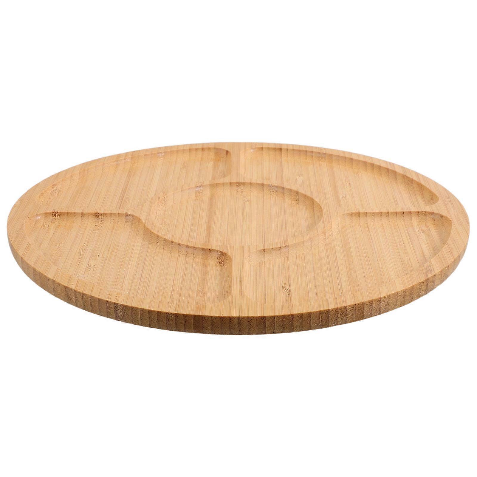 Natural Wood Divided Serving Tray for Entertaining with 2Pcs Sections