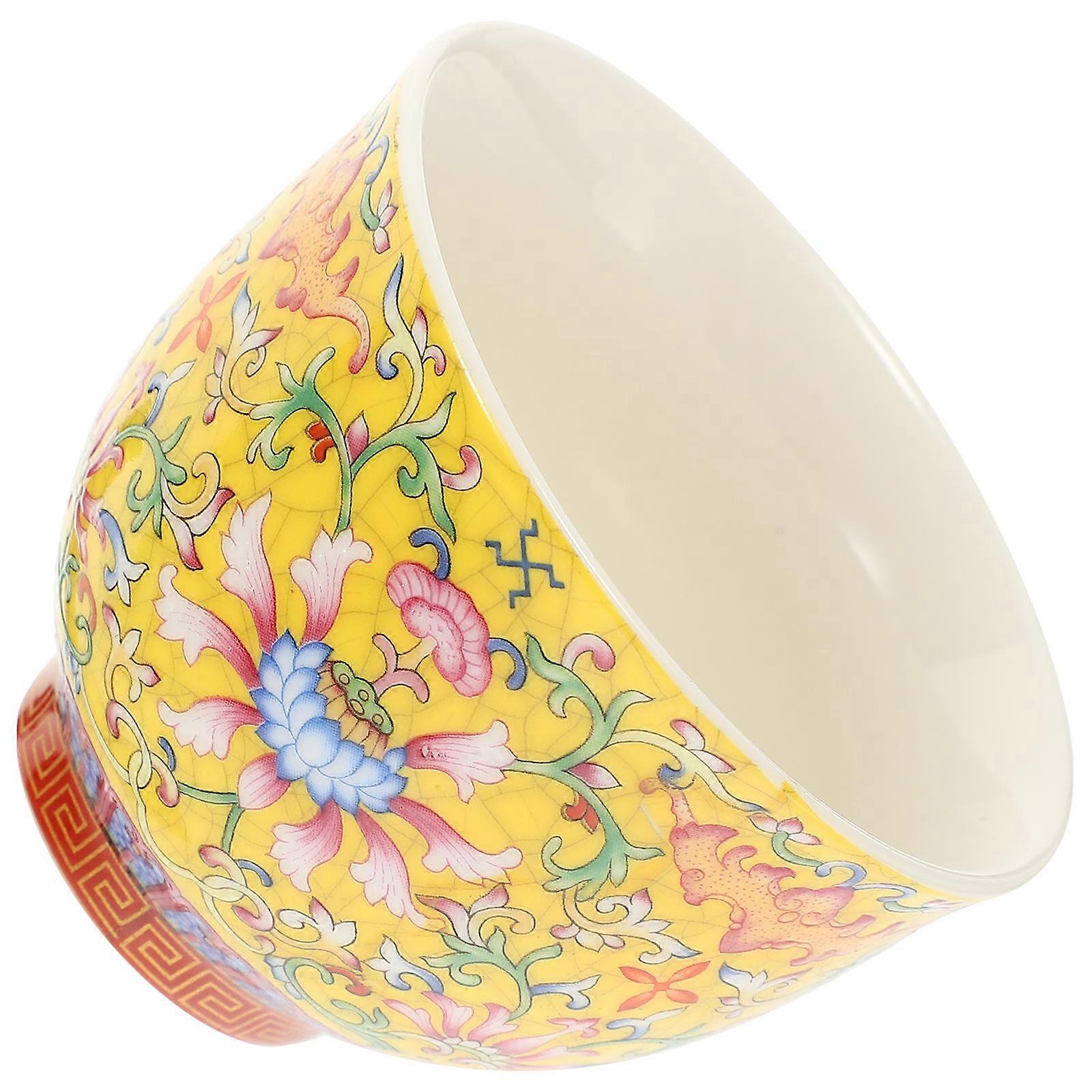 Ceramic Tea Cup for Drinking 5Pcs Flower Pattern Household Yellow Teaware