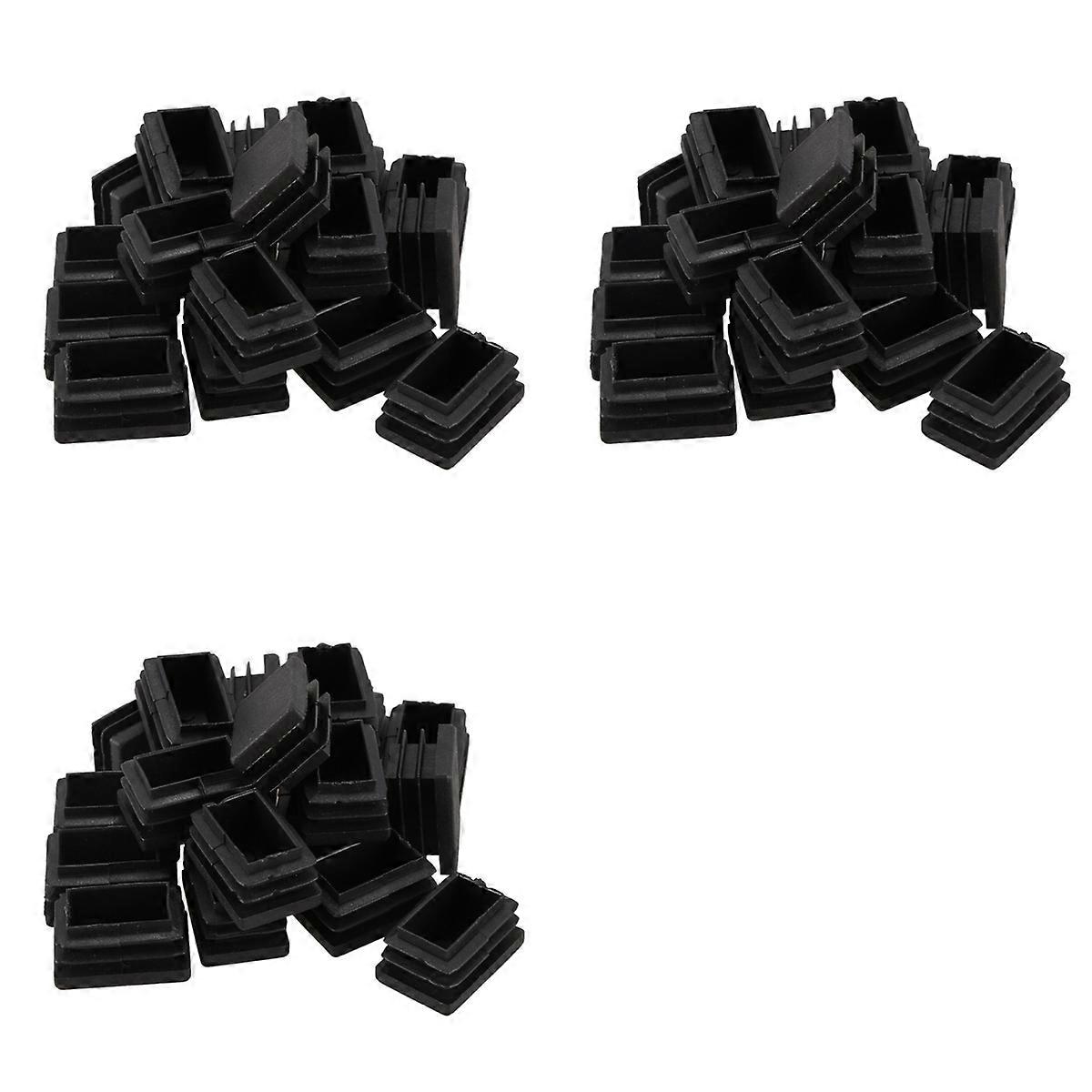 60 Pcs Plastic Rectangular End Cap 30mm X 20mm Threaded Pipe Tube Insert Rubber Feet