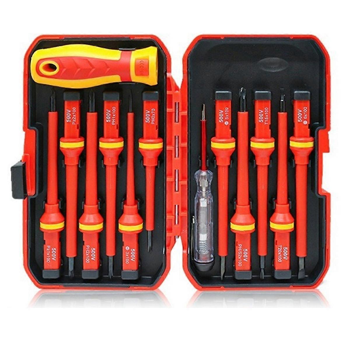 1000V VDE Insulated Screwdriver Set Magnetic Slotted Bits 13PCS Set