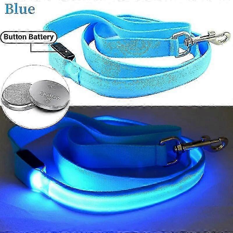 Glowing Led Dog Leash Usb Rechargeable Pet Dog Flashing Nylon Webbing Leashes- 3 Lighting Modes Keep Your Pets Safe In Darkness