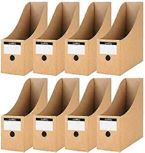 8 PCS Magazine Files Holder, Cardboard Magazine Rack with Labels A4 File Organiser Box Document Floder Holders