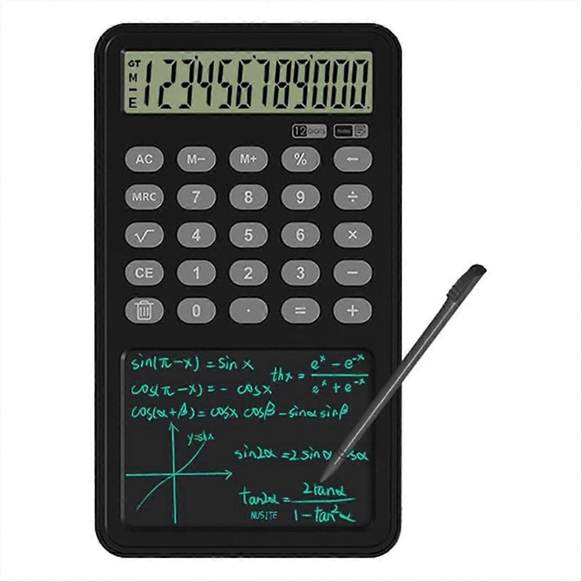 Basic Calculator 12-Digit Display Desk Calculator with Writing Tablet