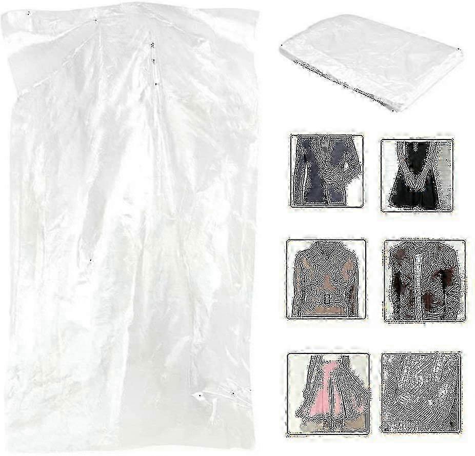 50パック透明衣類ダストカバー防塵ハンギングバッグ