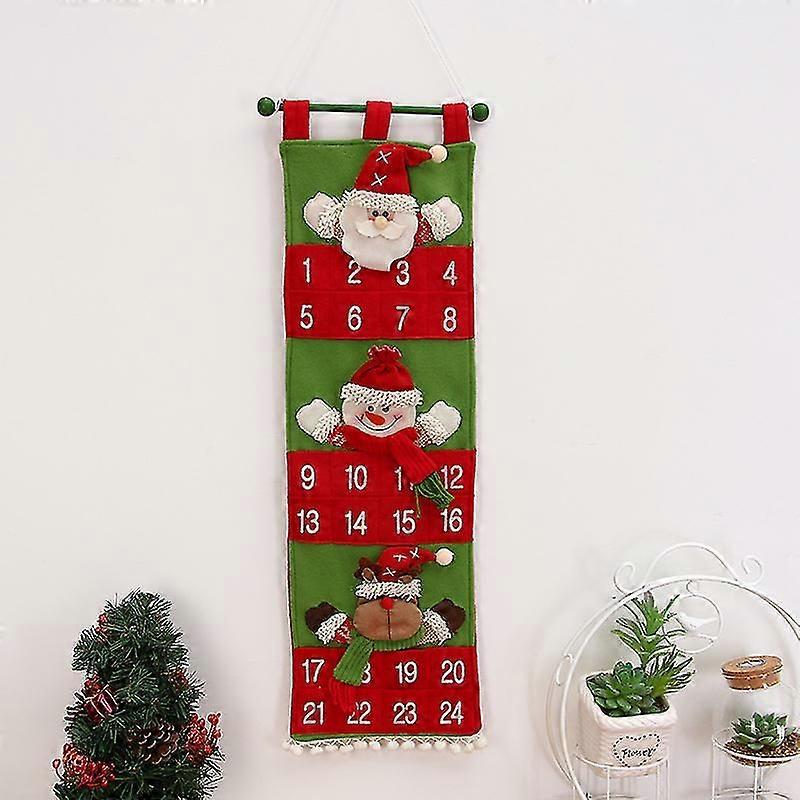 Christmas Cloth Advent Calendar (green),hanging Cloth Advent Calendar,hanging Christmas Cloth Tree,christmas Hanging Ornaments