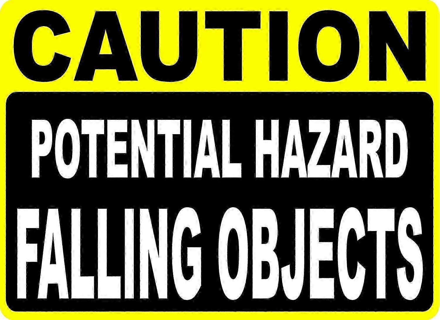 Caution Potential Hazard Falling Objects Sign. 8x12 Metal.