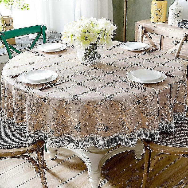 American Round Table Tablecloth 2 M Cotton Linen Dining Table Fabric Household Round Decorative Tablecloth